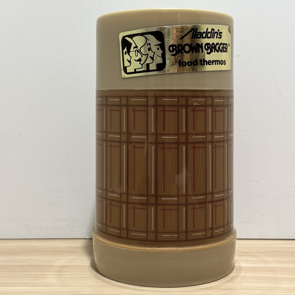 Aladdin's Brown Bagger Best Buy Wide Mouth 10 oz Thermos WM4020 Brown Plaid USA